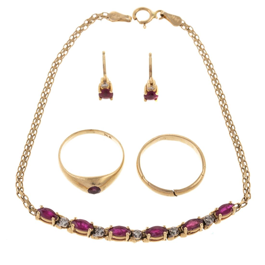 A Collection of Ruby Jewelry in 14K (1 of 7)