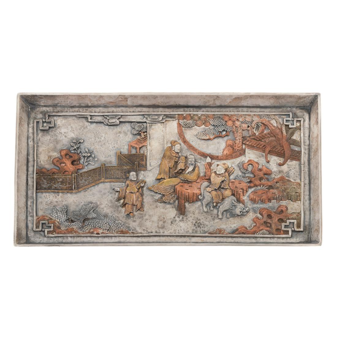 Chinese Silver and Mixed Metal Tray (1 of 8)