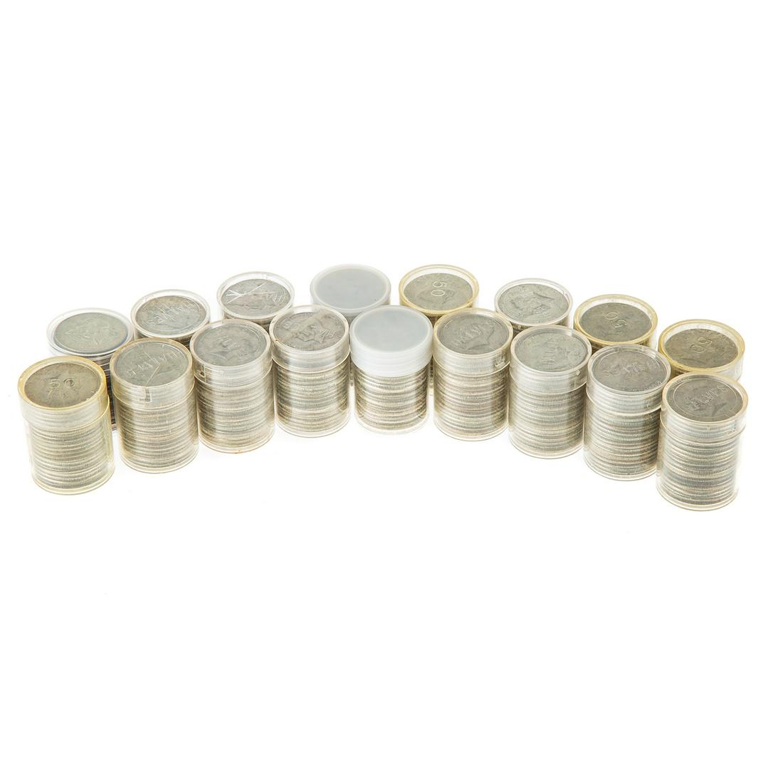 17 Rolls of 40% Silver JFK Halves: 340 coins packed in coin tube rolls