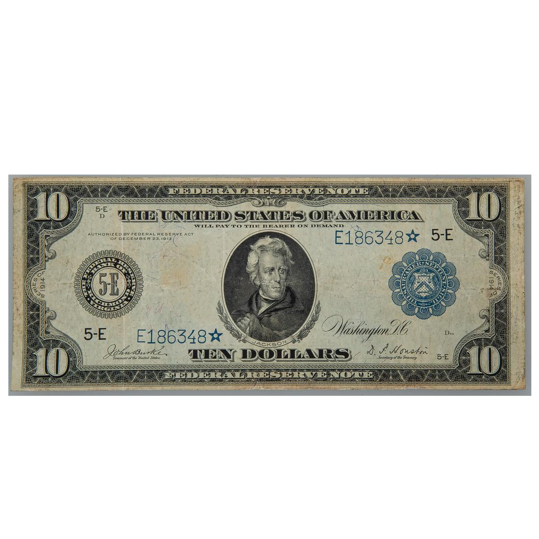 1914 $10 FRN STAR NOTE VF FR 922* - RARE (1 of 2)
