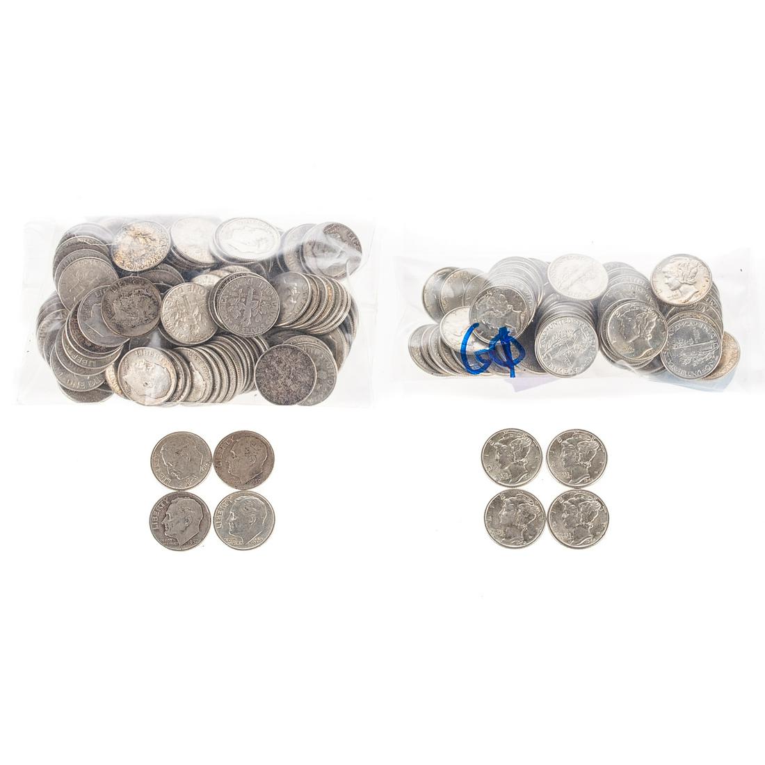 61 AU/BU Mercury Dimes & 138 Roosevelt Dimes (1 of 5)