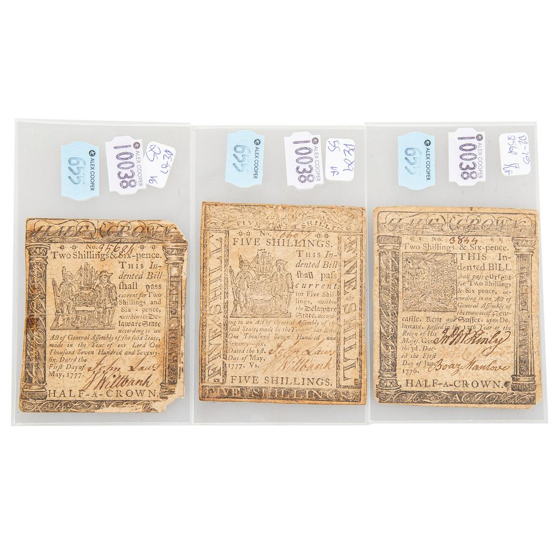 Three Colonial Currency Notes from Delaware (1 of 2)