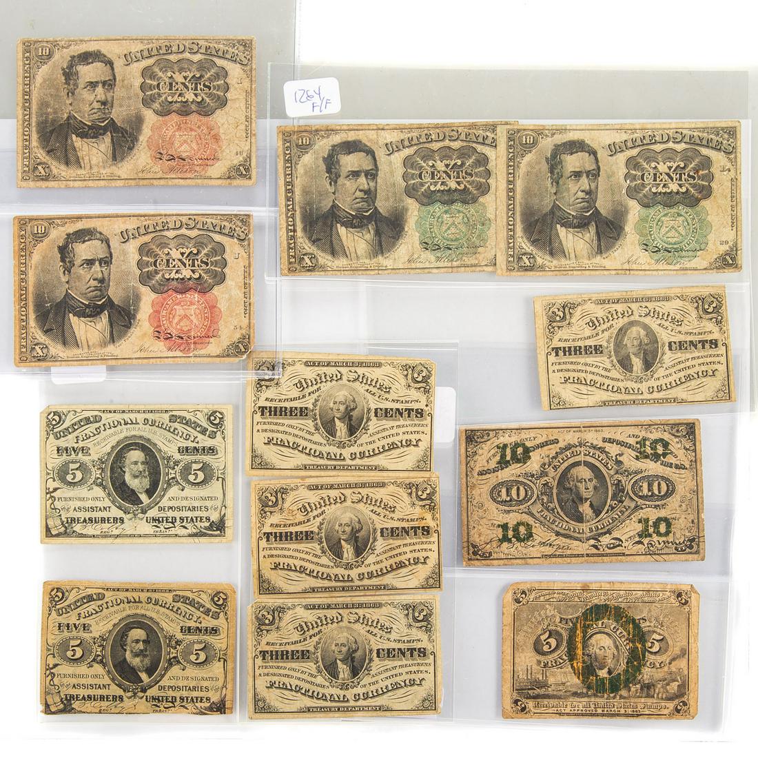 A Dozen US Fractional Currency Notes (1 of 10)