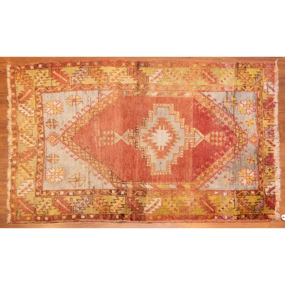 Antique Oushak Rug, Turkey, 3.3 x 5.3: First quarter-20th century; hand-knotted, wool pile.