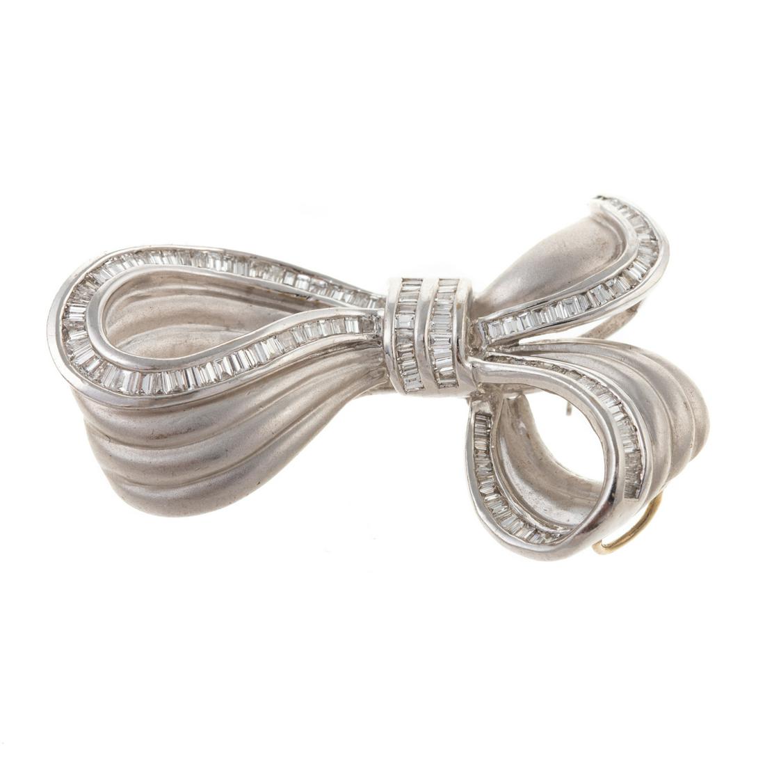 A Baguette Diamond Bow Pin/Pendant in 18K (1 of 5)