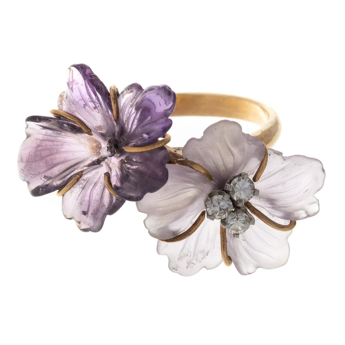 An Amethyst Flower & Diamond Ring in 14K (1 of 6)