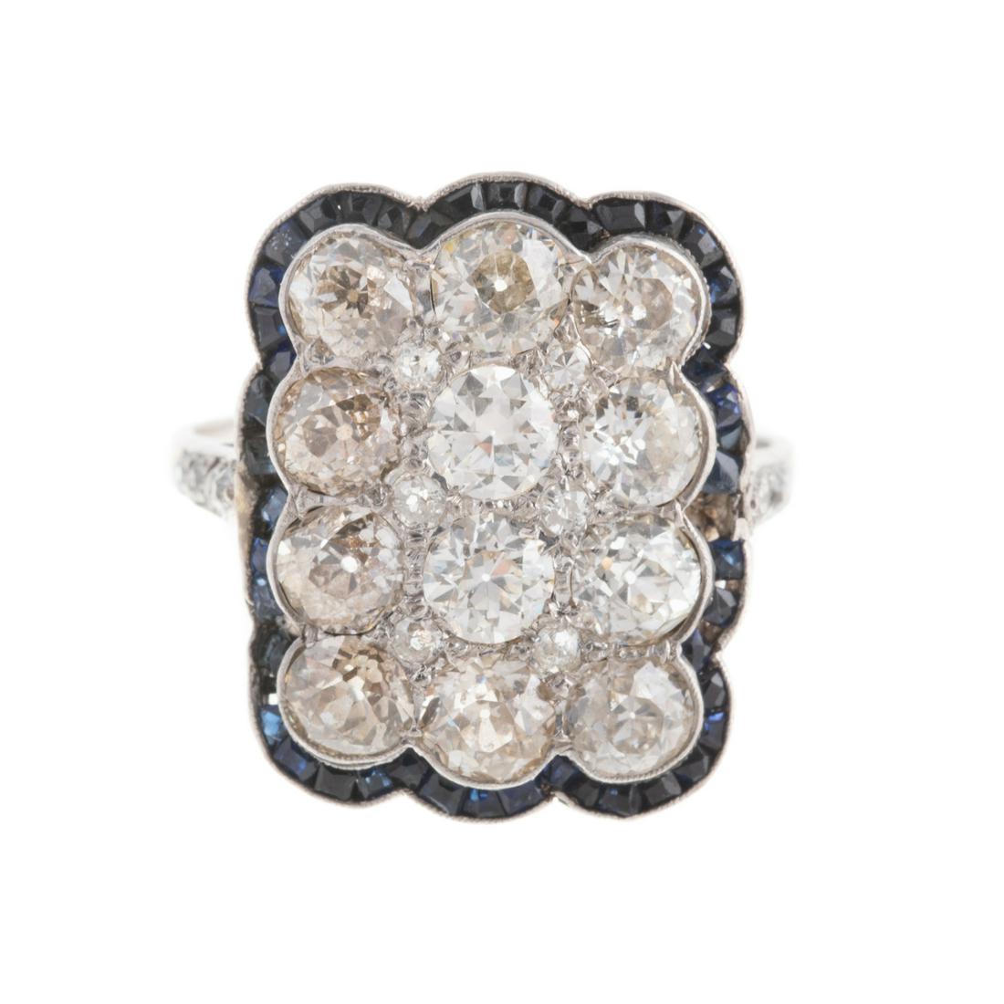 An Art Deco Platinum Diamond & Sapphire Ring (1 of 5)