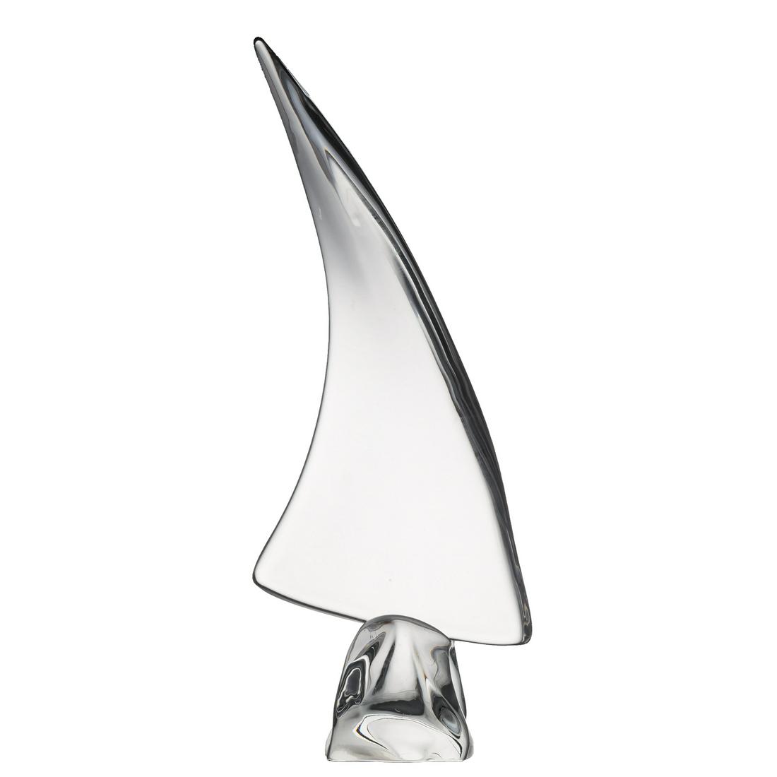 Daum Crystal Sailboat: Abstract sailboat on water, inscribed "Daum, France," 21 1/2 in. H.