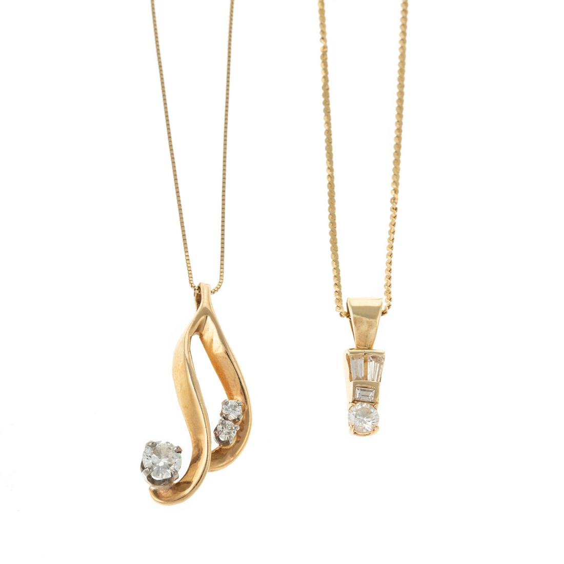 Two Diamond Pendants in 14K Yellow Gold (1 of 8)