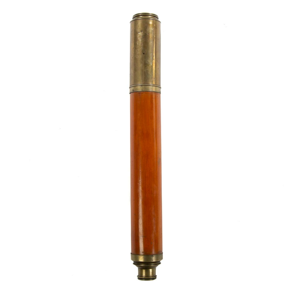 Marine Telescope, Signed "Dolland London": Marked "Day or Night," 2nd quarter 19th century (a pirated version of a Dollond spy glass): Bright mahogany barrel with long brass draw and an extending hood at front; 20 in. L. closed, and 39 1/8 in.