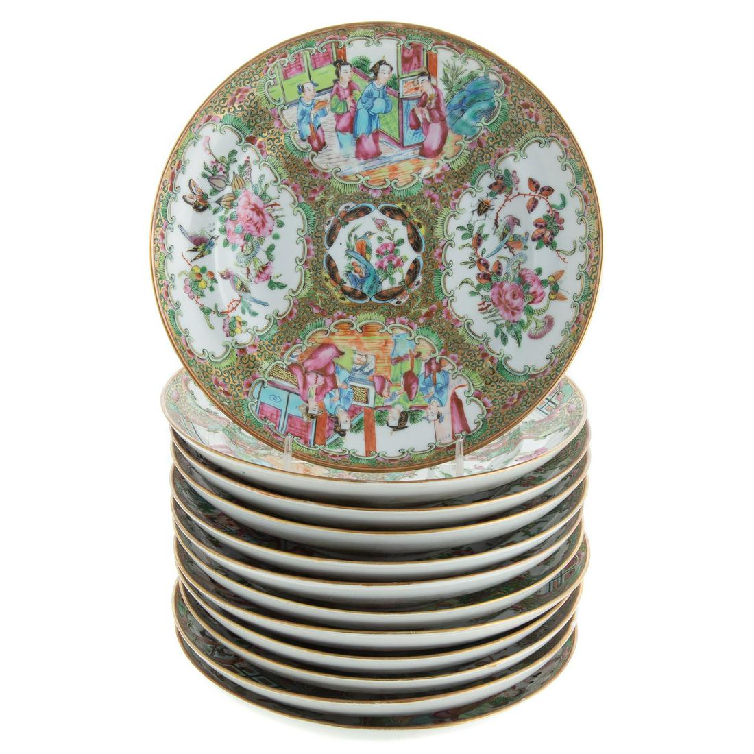 12 Chinese Export Rose Medallion Soup Plates (1 of 3)