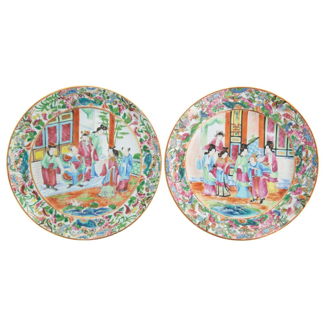 A Pair of Chinese Export Rose Mandarin Plates (1 of 4)