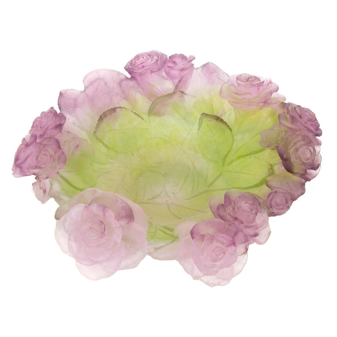 Daum France Pate-der-Vere Floral Bowl: 20th century; inscribed "Daum, France" on foot edge, 10 in. Diam.