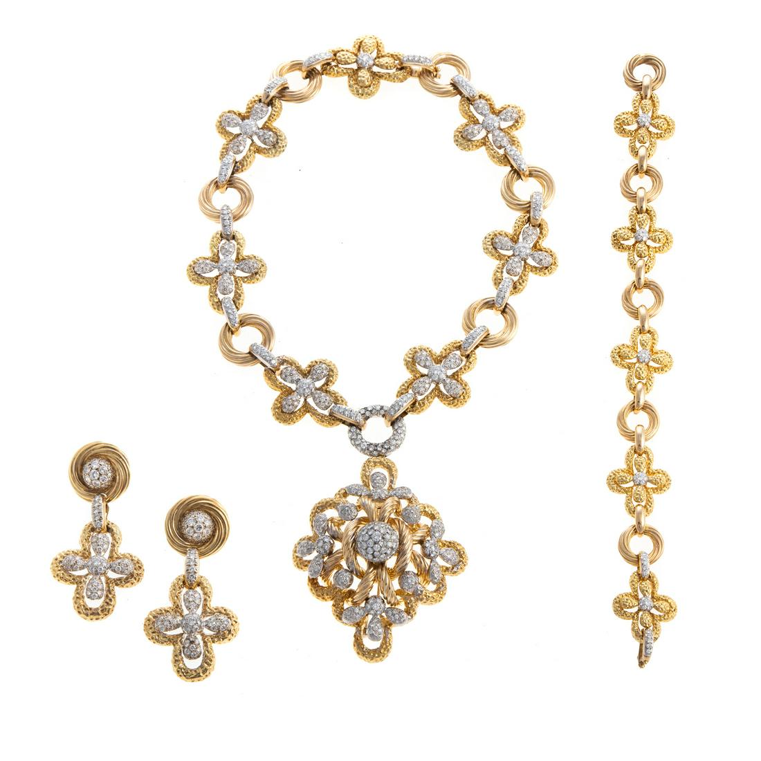 A Spectacular 18K & Pave Diamond Demi Parure (1 of 13)