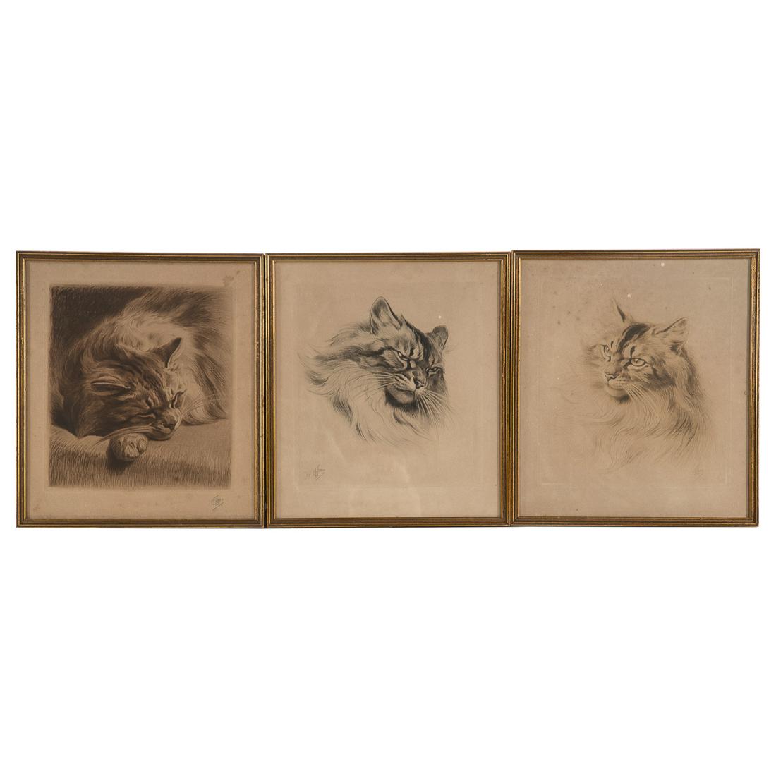 Ferdinand Oger. Three Cat Etchings (1 of 5)