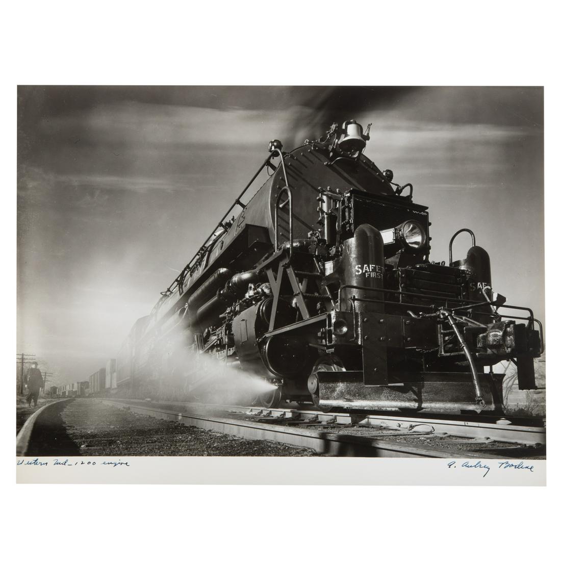 A. Aubrey Bodine. "Western MD, 1200 Engine": (American, 1906-1970). Gelatin silver print, signed "A. Aubrey Bodine" lr, titled ll, photographer stamp on verso, 11 x 14 in., unframed.