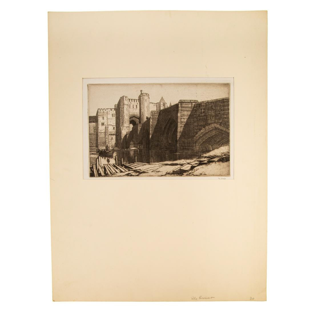 Frederick Landseer Griggs."The Cresset," etching (1 of 3)