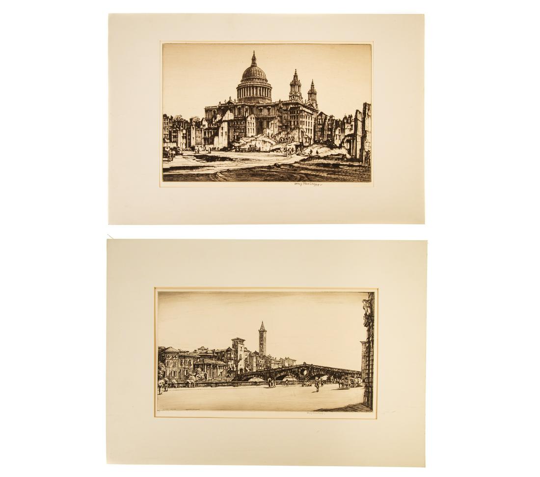 Henry George Rushbury. Two Unframed Etchings (1 of 8)