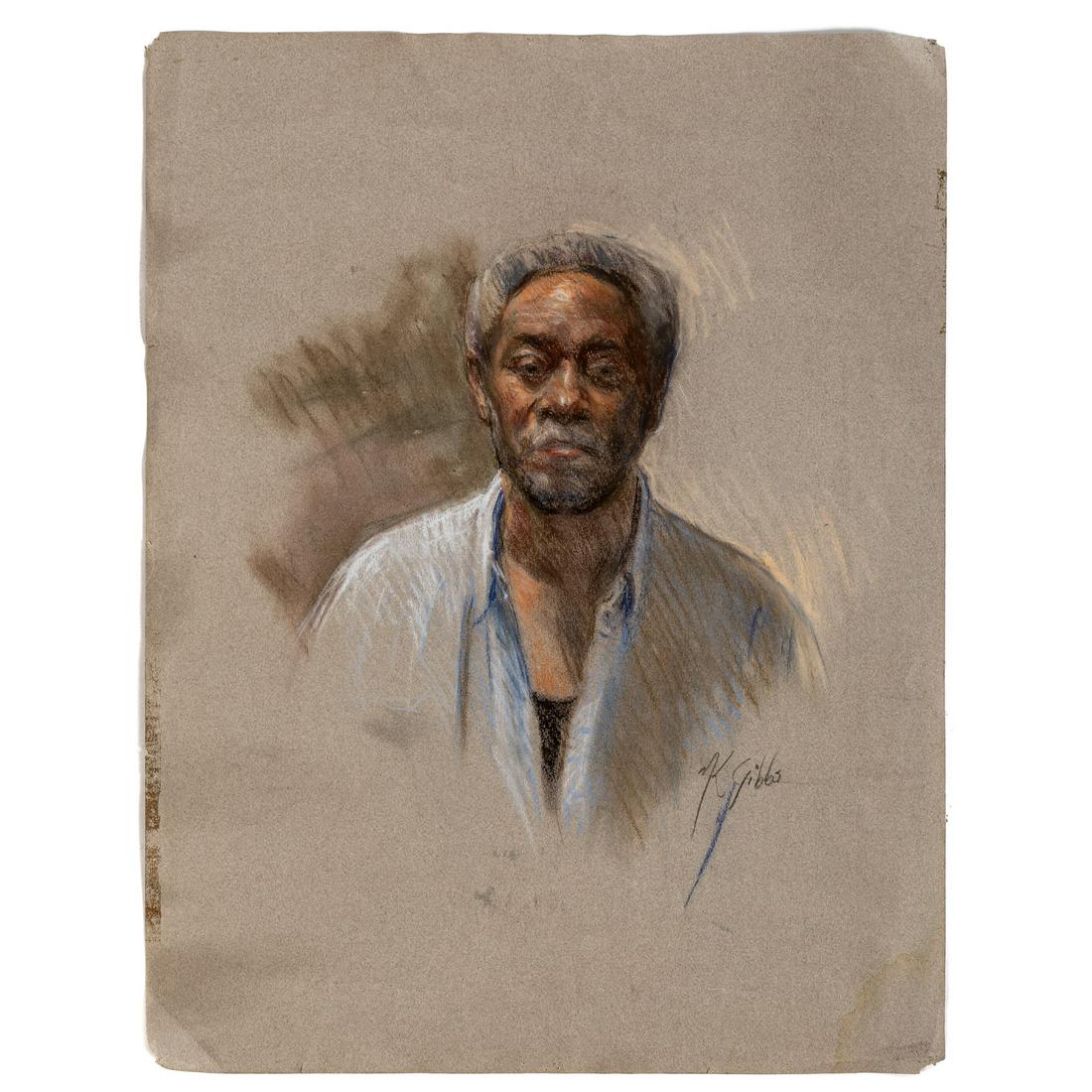 Nathaniel K. Gibbs. Self Portrait, pastel (1 of 2)