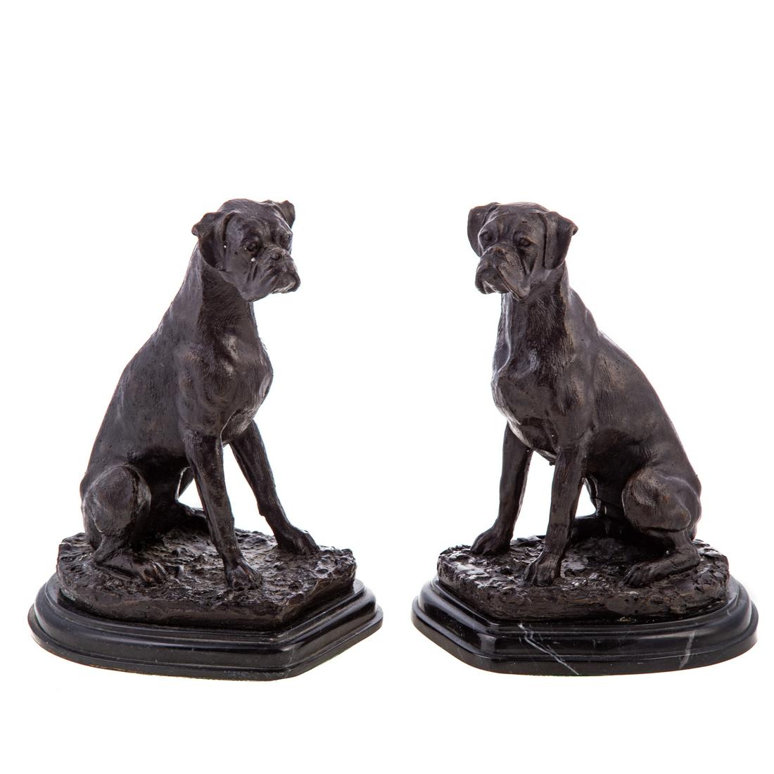 After Barye. Pair of Boxer Dogs Patinated Bronze (1 of 5)
