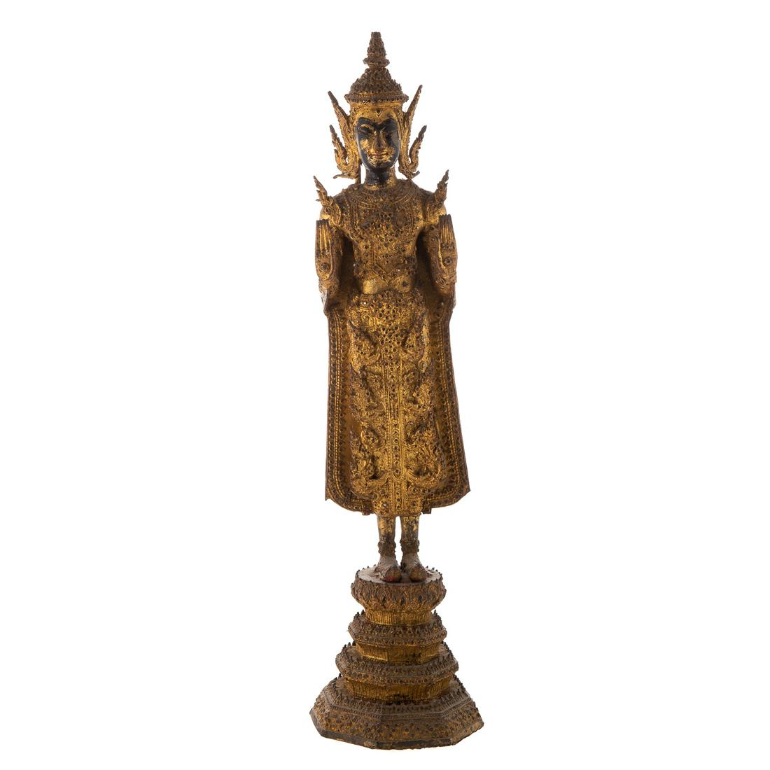 Thai Gilt Bronze Standing Bodhisattva (1 of 6)