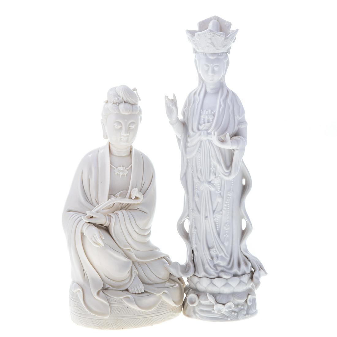 Two Chinese Blanc De Chine Quan yin Figures (1 of 9)