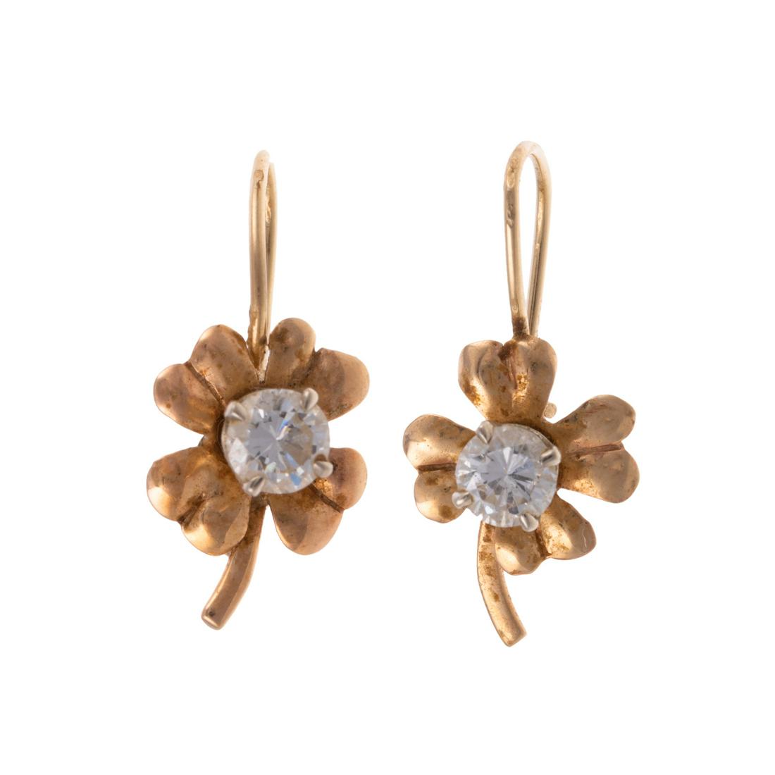 A Pair of Diamond Flower Earrings in 14K (1 of 3)