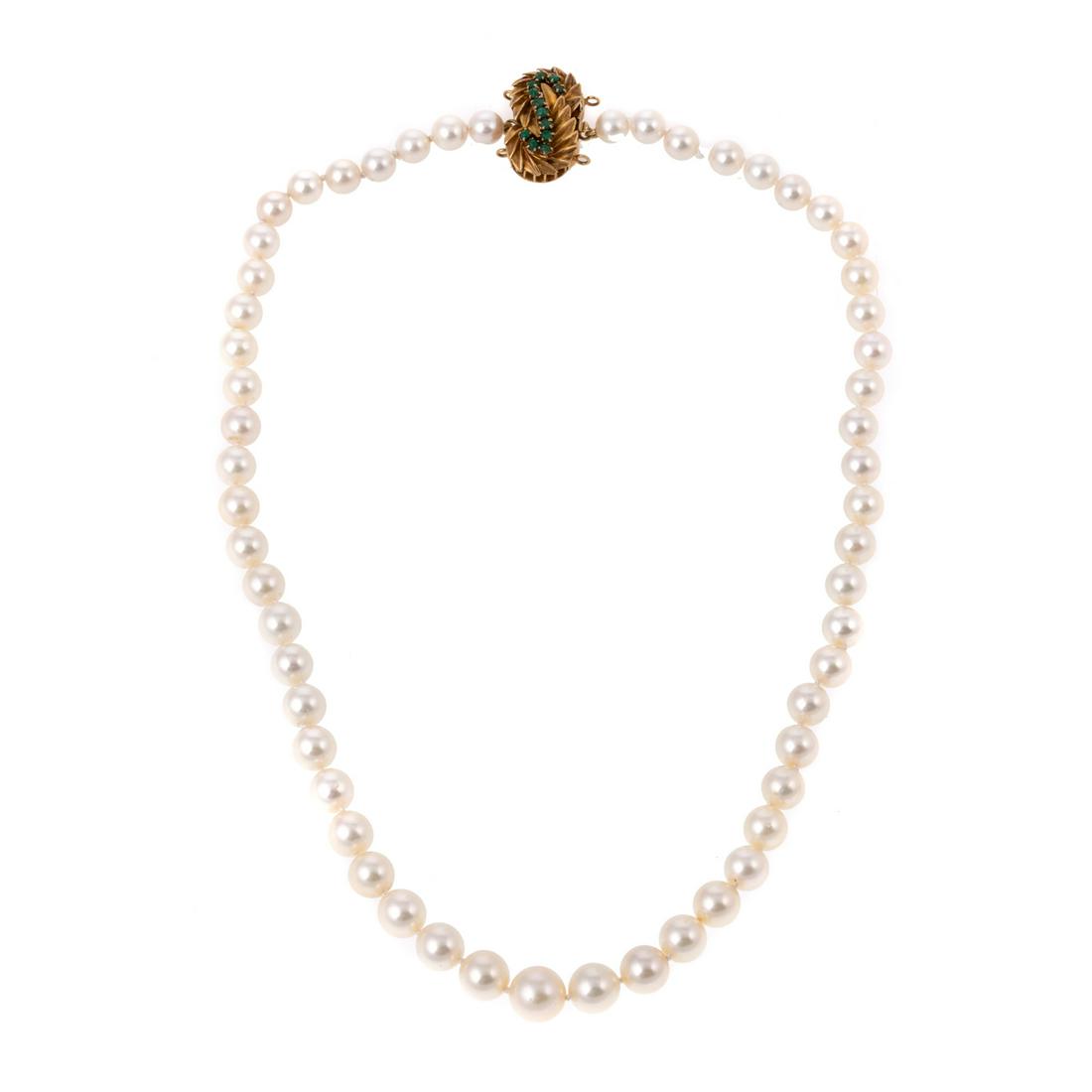 14K Yellow Gold Single Strand Pearl Necklace (1 of 6)