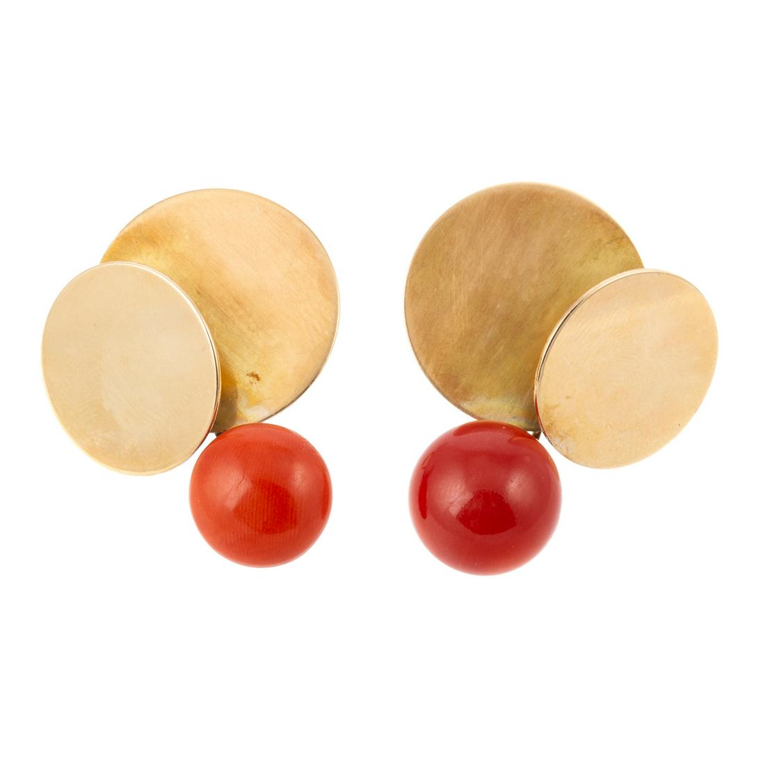 A Pair of Rare Betty Cooke Coral Earrings in 14K (1 of 4)
