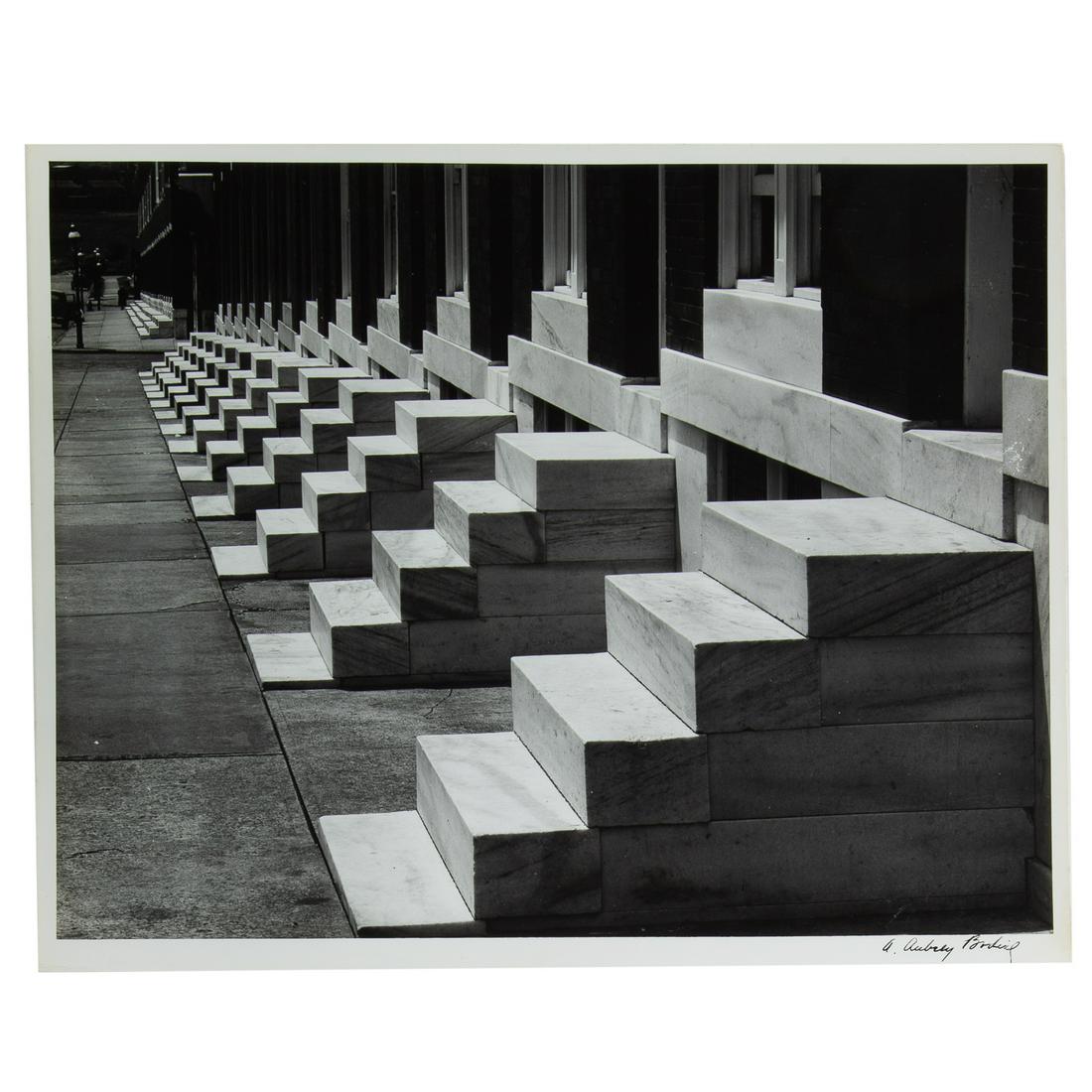 A. Aubrey Bodine. "Marble Steps," photograph: (American, 1906-1970). Gelatin silver print, signed "A. Aubrey Bodine" lr, photographer stamp on verso, 14 x 11 in., unframed.