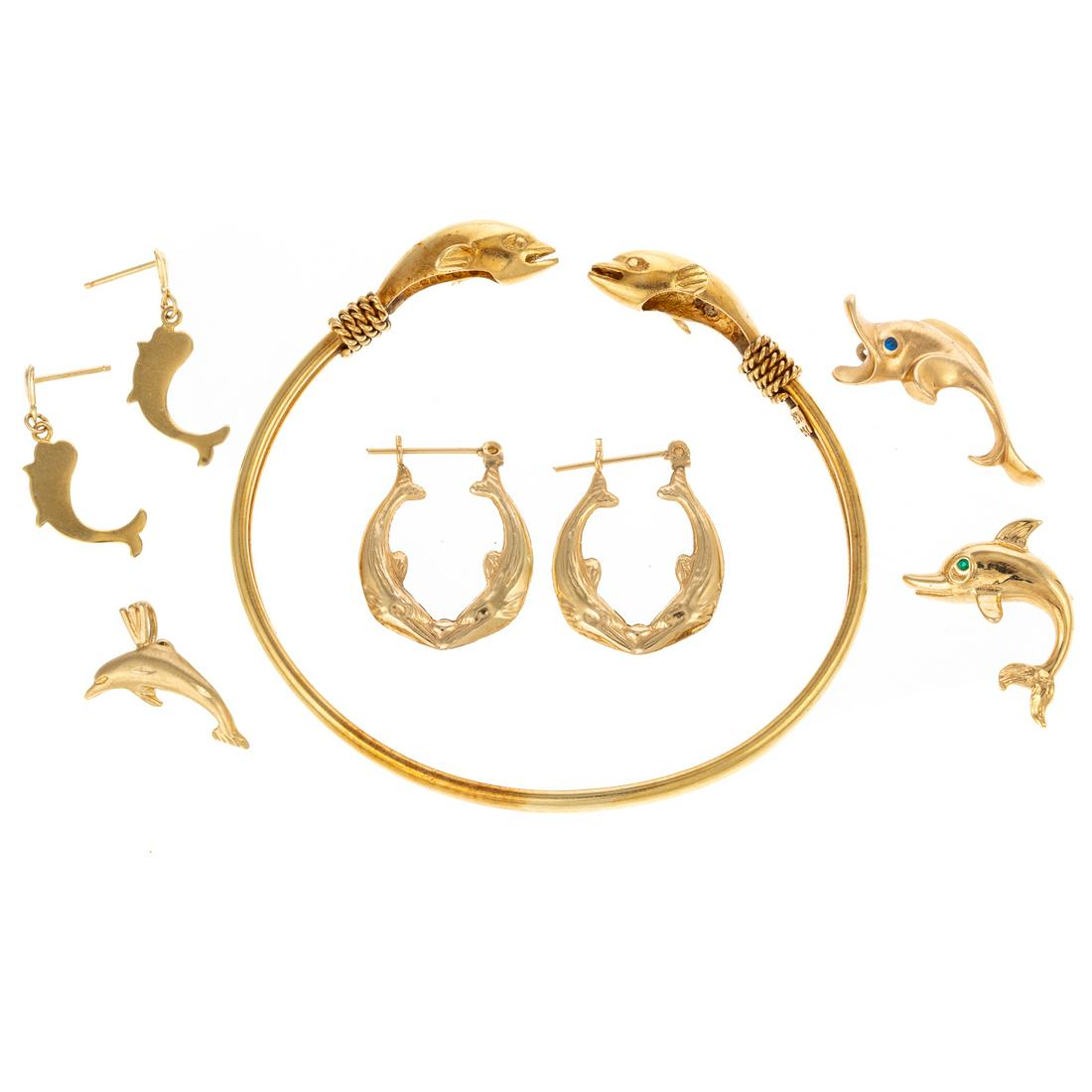 A Collection of Dolphin Jewelry in Gold (1 of 7)
