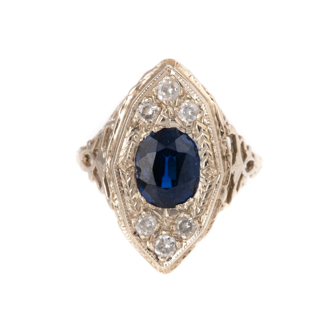 A Gemstone & Diamond Filigree Ring in 14K (1 of 5)