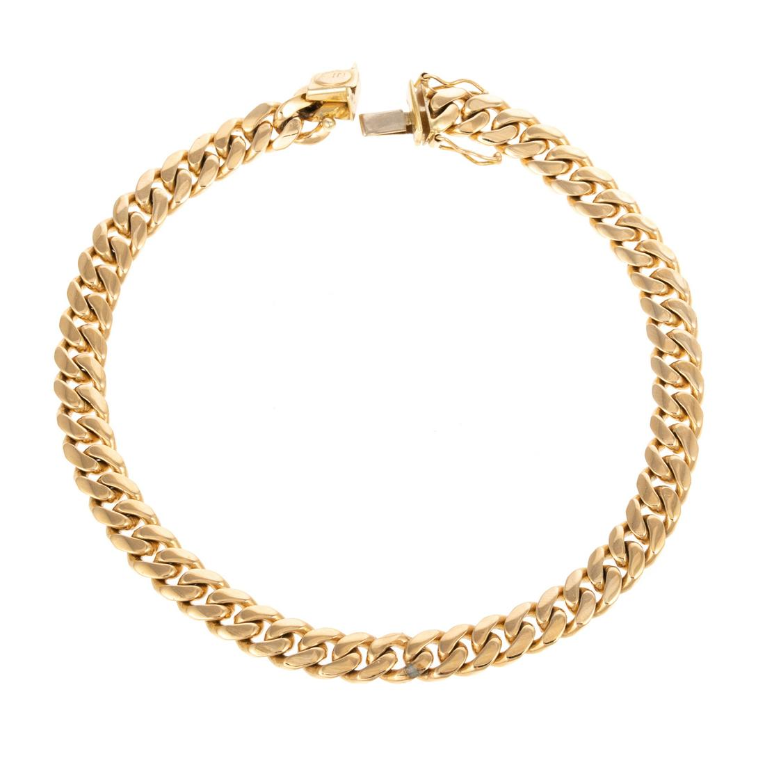 A 14K Yellow Gold Curb Link Anklet Bracelet (1 of 3)