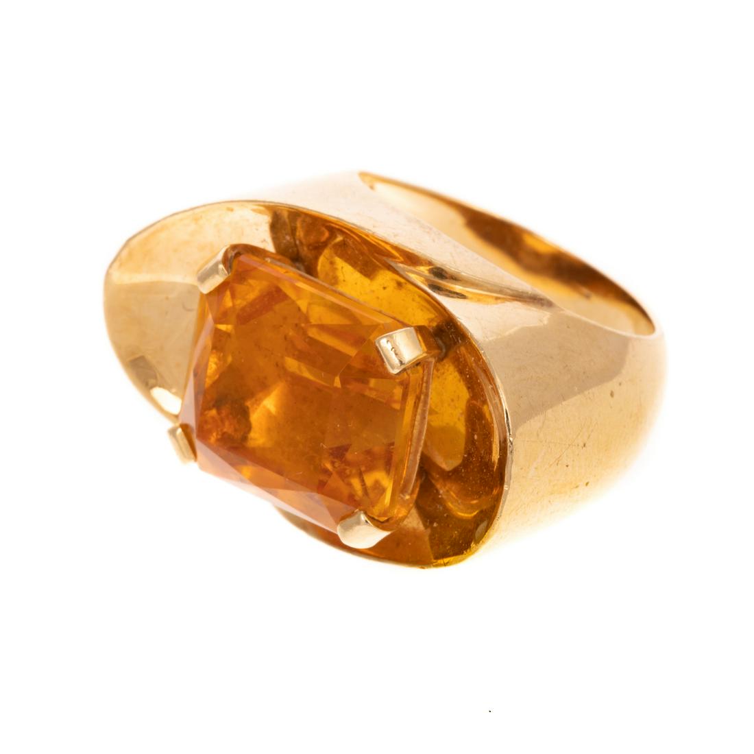 A Wide Concave Citrine Ring in 14K Yellow Gold (1 of 6)