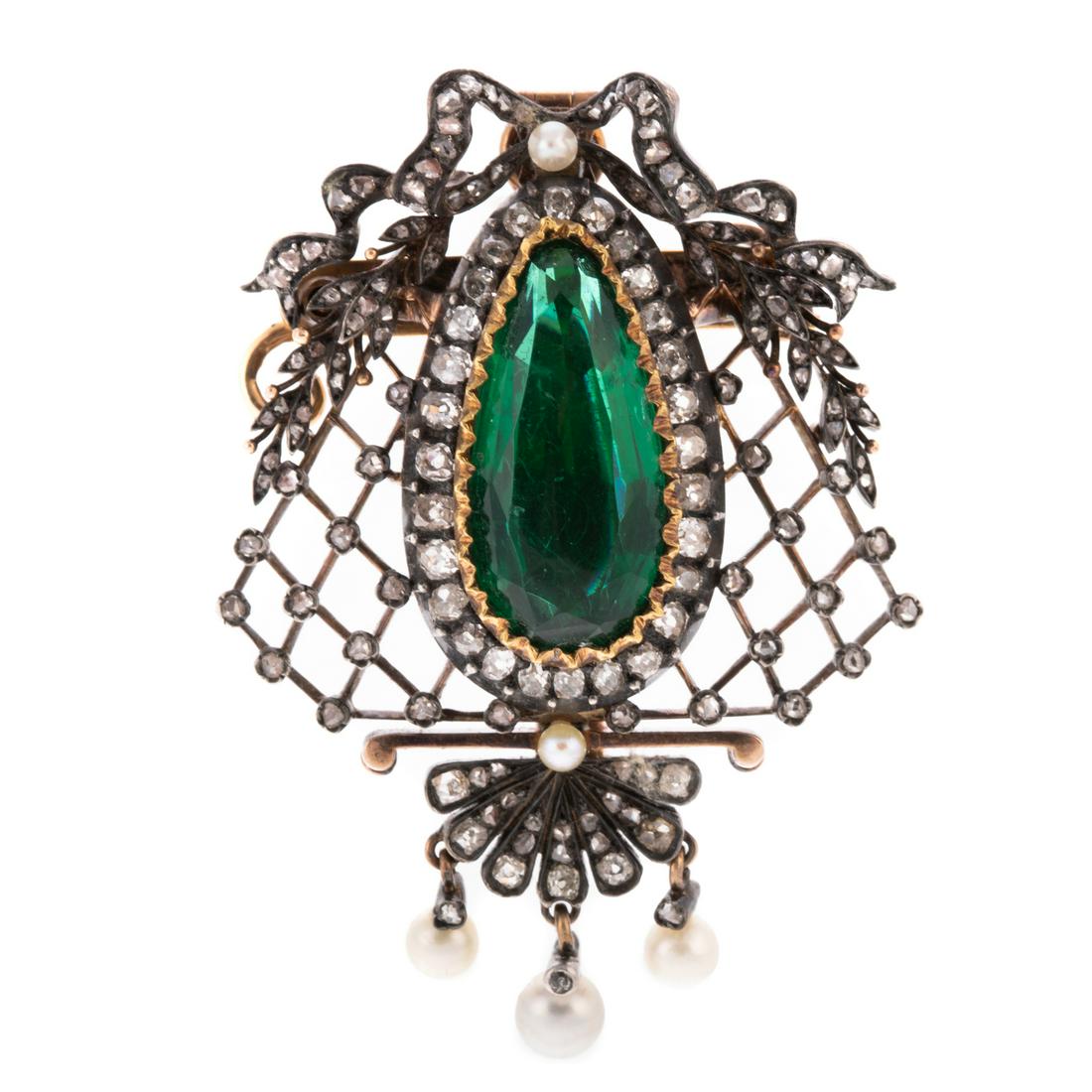 An Edwardian Diamond & Seed Pearl Pendant (1 of 5)