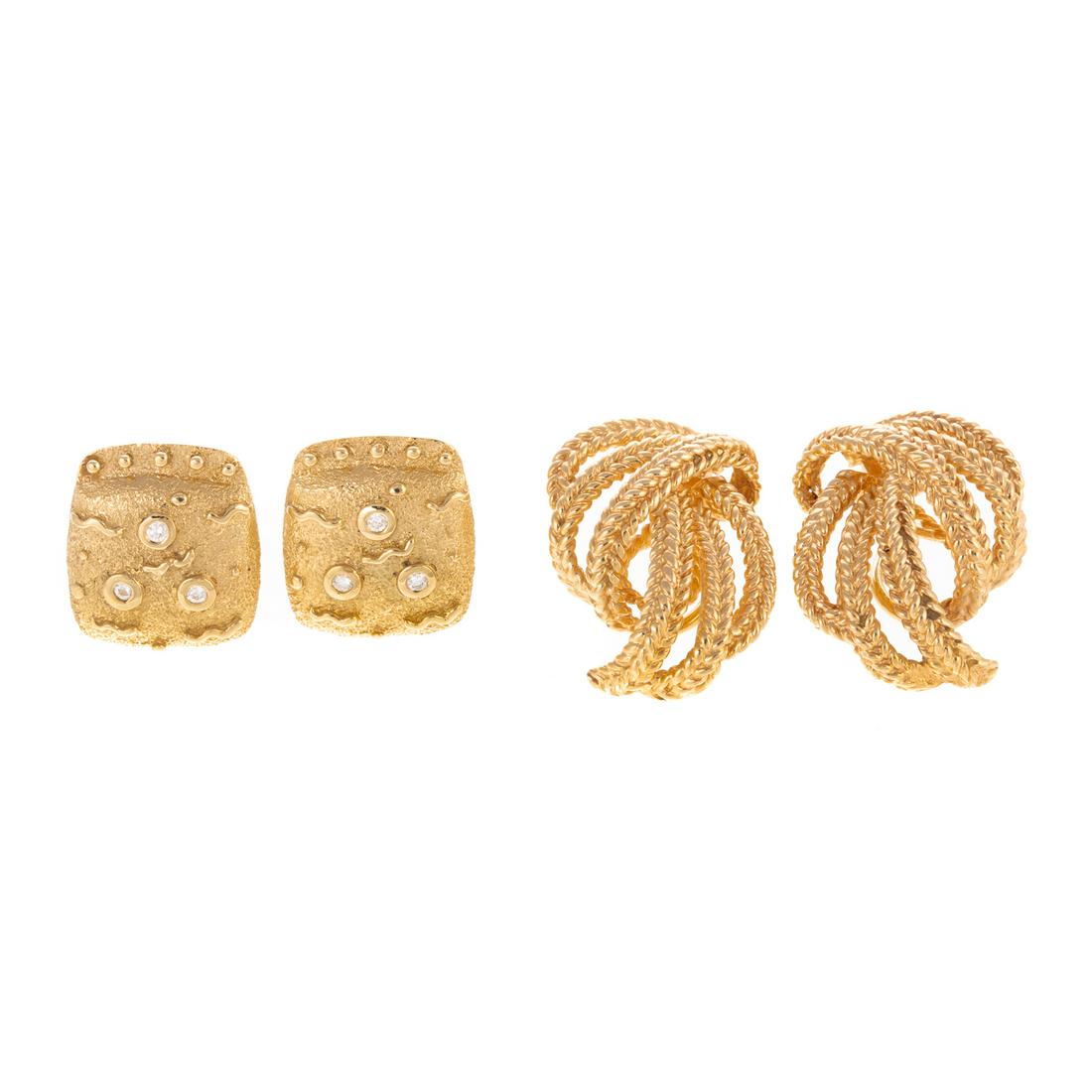 Two Pairs of Clip Earrings in 14K Yellow Gold (1 of 7)
