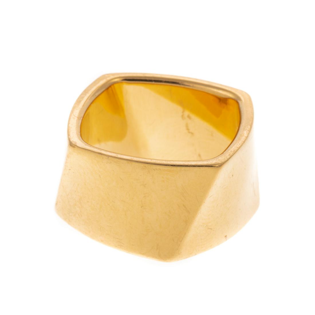 A Tiffany & Co. Frank Gehry Design Band in 18K: 18K yellow gold Tiffany & Co. wide "Torque" band designed by Frank Gehry, high polish, 0.5 in. W, sz 6, 22.0 grams