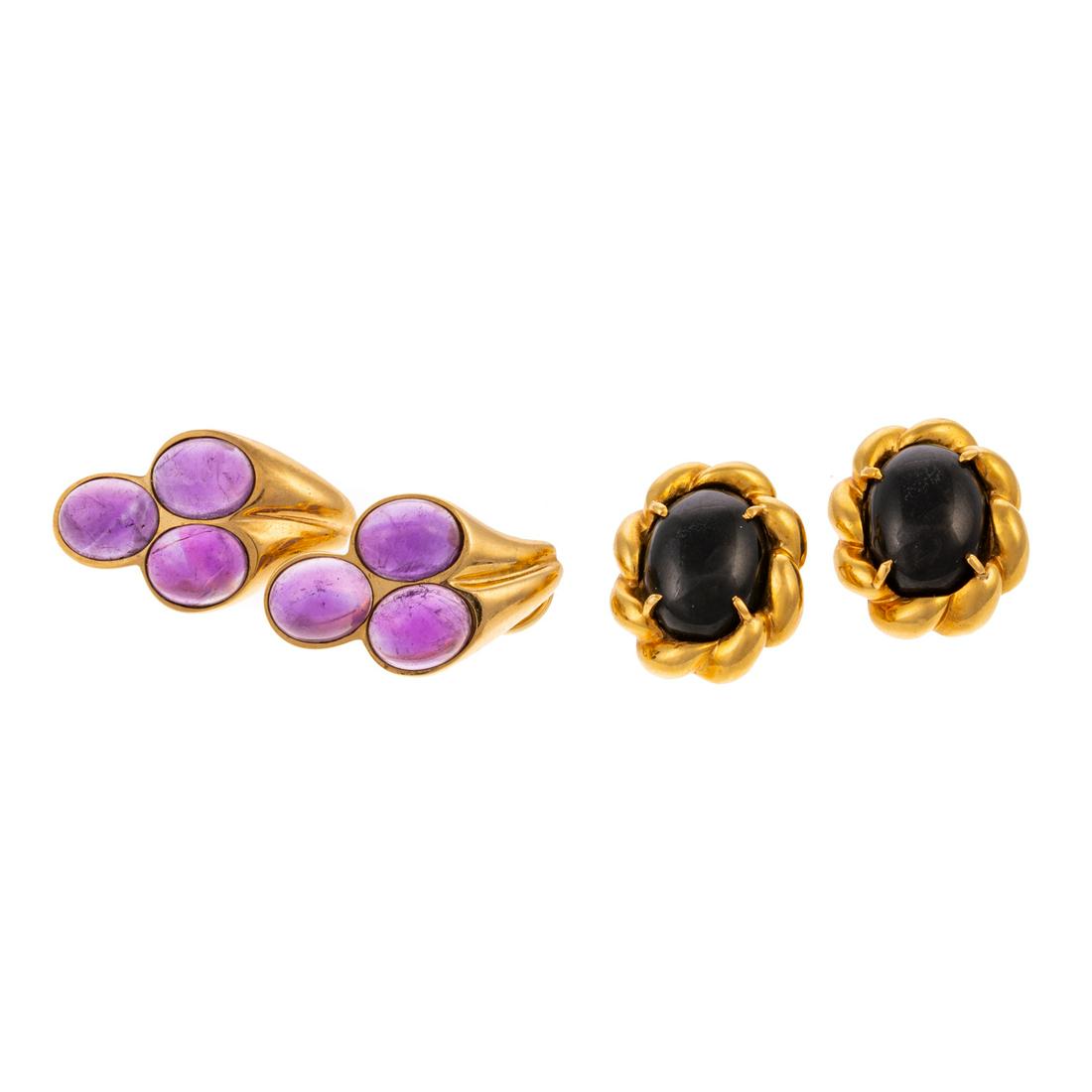 18K Black Onyx Earrings & 14K Amethyst Earrings (1 of 3)