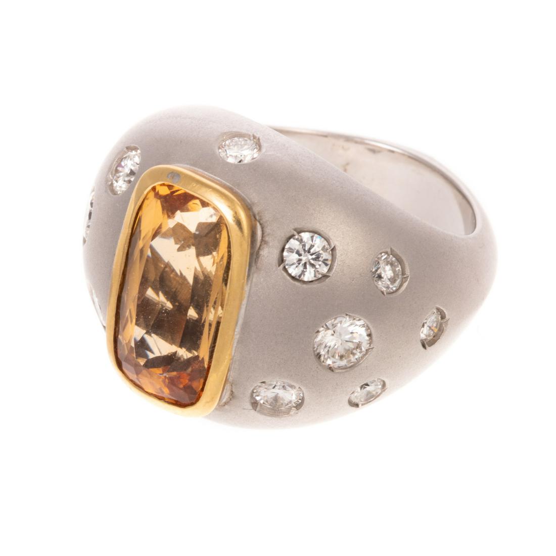 An 18K Imperial Topaz & Diamond Ring by Manfredi (1 of 7)