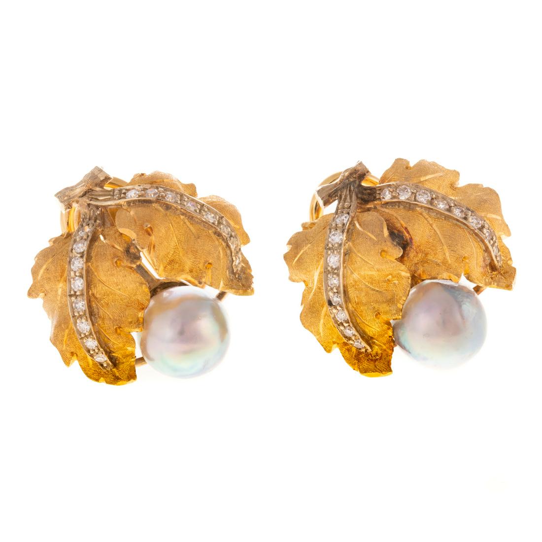 A Pair of Pearl & Diamond Earrings by Buccellati (1 of 4)