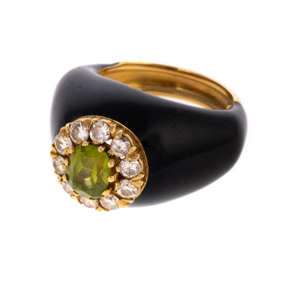 An 18K Enamel, Diamond & Peridot Ring by C. Dior (1 of 5)