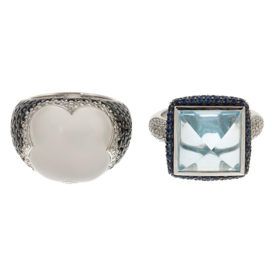 Two Gemstone & Diamond Rings in 18K by Danhier (1 of 11)