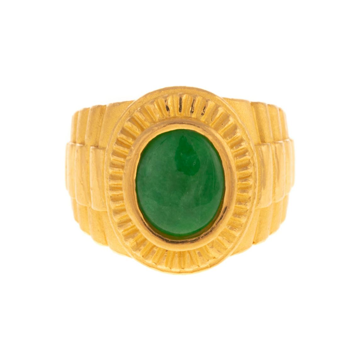 A 24K Fine Jade Ring with Watch Link Band (1 of 6)