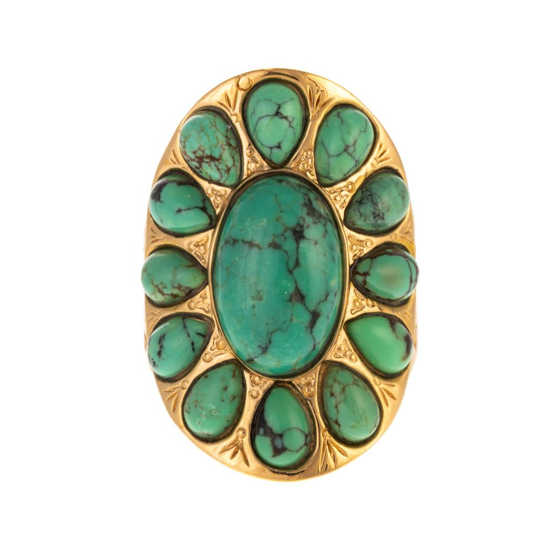 A Large Turquoise Ring in 10K, signed "AB" (1 of 5)