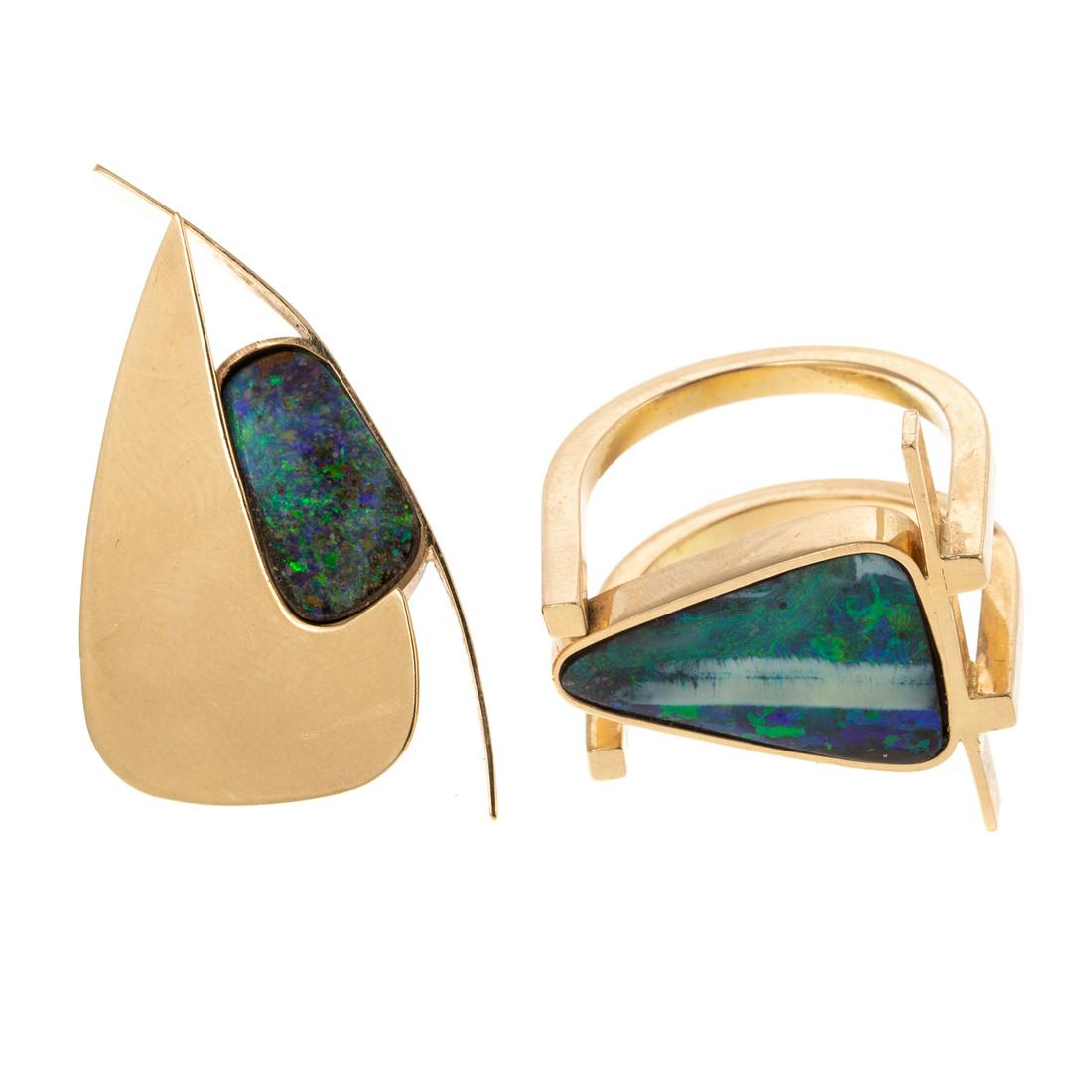 A 14K Freeform Opal Ring & Earring by Betty Cooke (1 of 9)