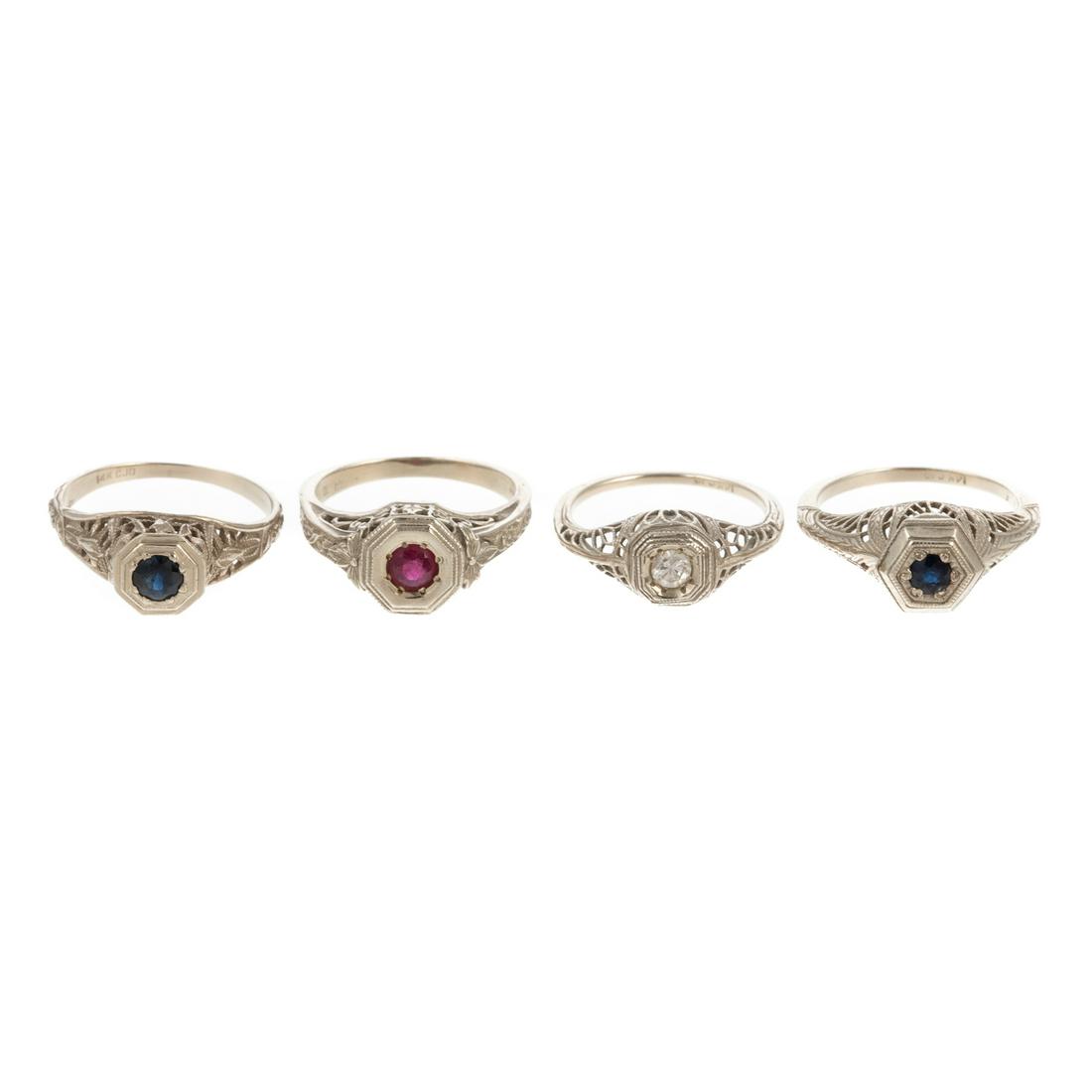 Four Vintage Filigree Gemstone Rings in 14K (1 of 7)