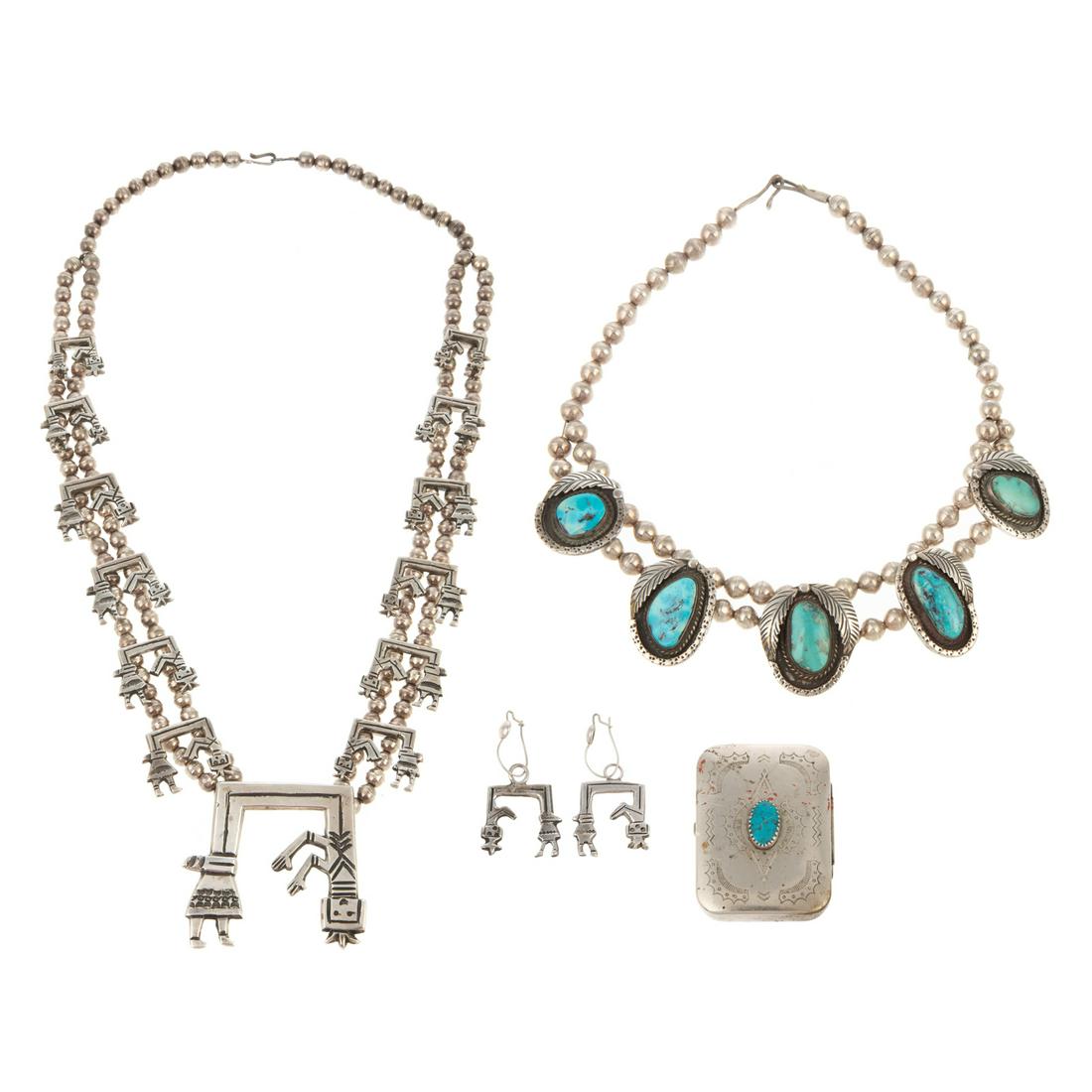 A Sterling Yei Squash Blossom & Turquoise Necklace (1 of 7)