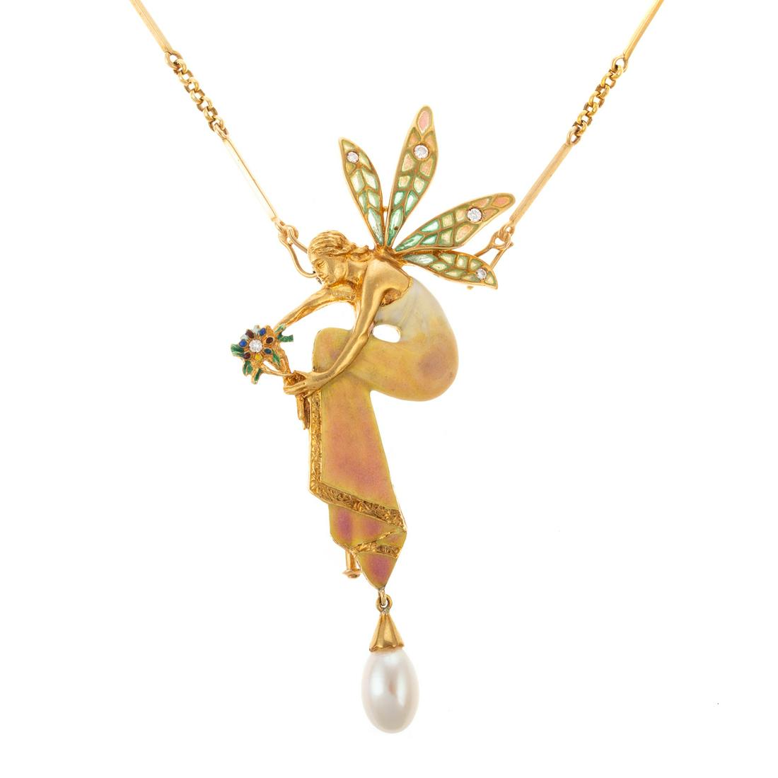 A Plique-a-Jour Enamel Nymph Necklace in 18K (1 of 7)