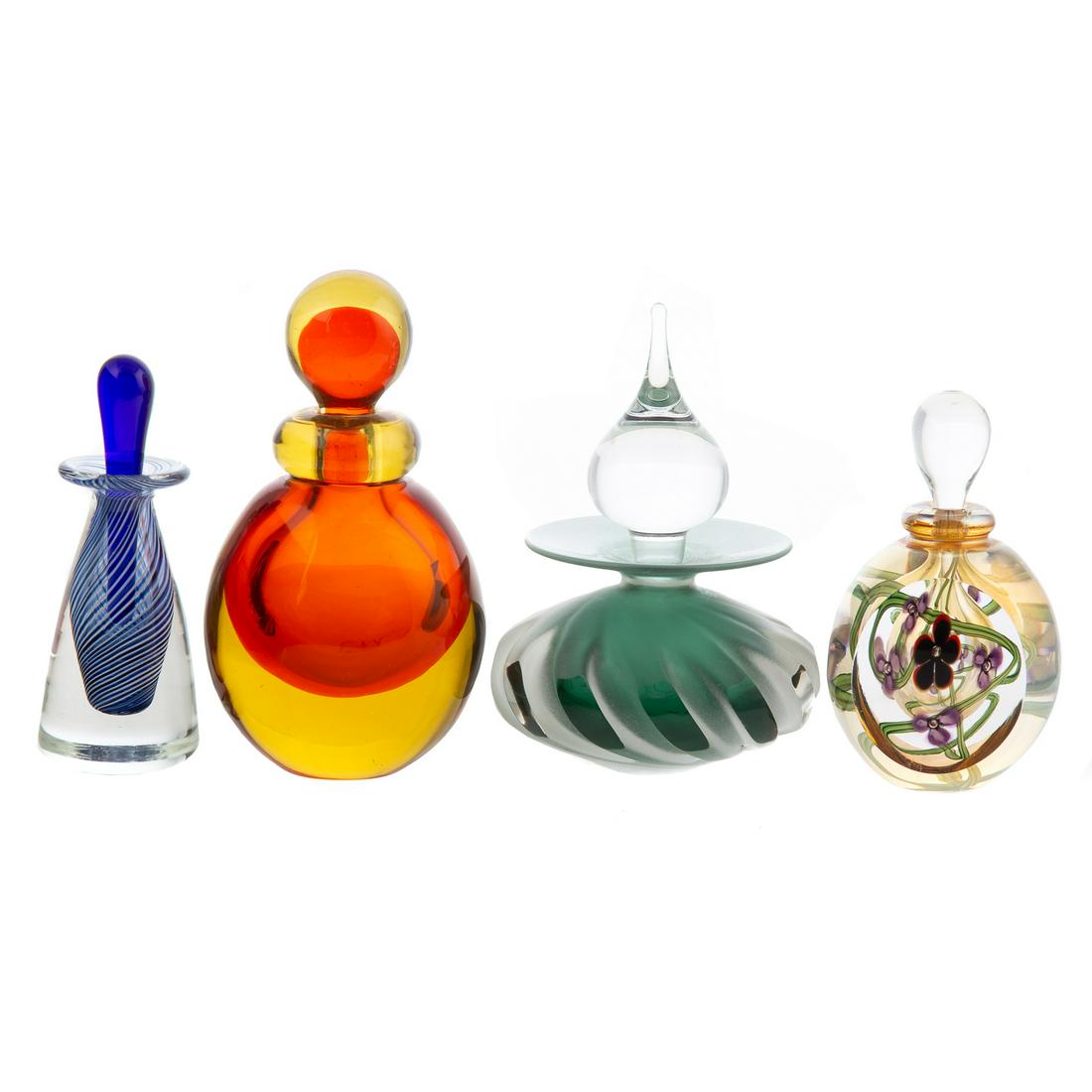 Four Heavy Art Glass Scent Bottles (1 of 10)