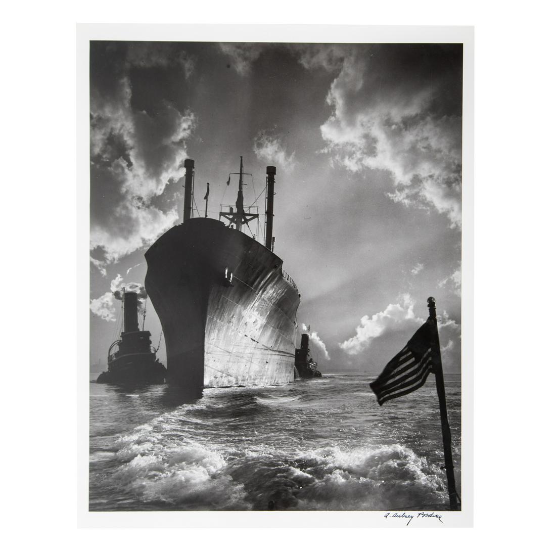 A. Aubrey Bodine. "Baltimore Harbor": (American, 1906-1970). Gelatin silver print, signed "A. Aubrey Bodine" lr, photographer stamp on verso, 11 x 14 in., unframed.